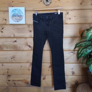 Diesel 💜 Livy Super‎ Slim Straight Stretch Jeans Moto Black Wash 008Z1 27 X 30"